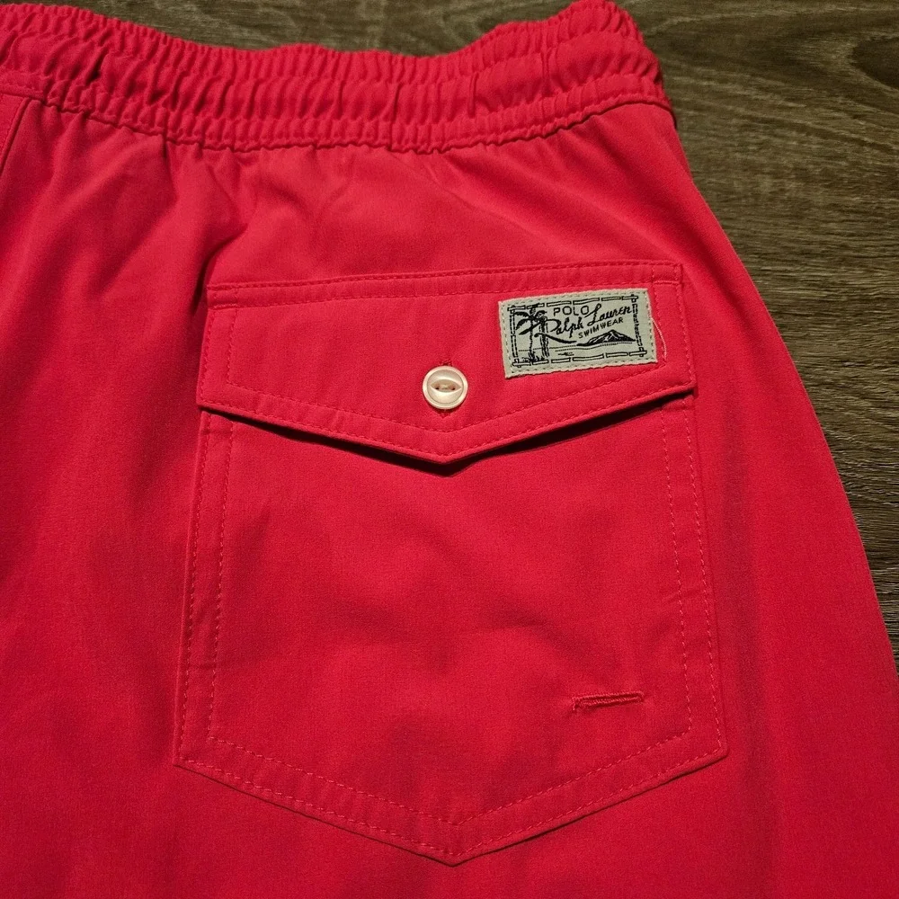 Polo Ralph Lauren Mens L Stretch Slim Fit Swim Trunks Pink Traveler Shorts